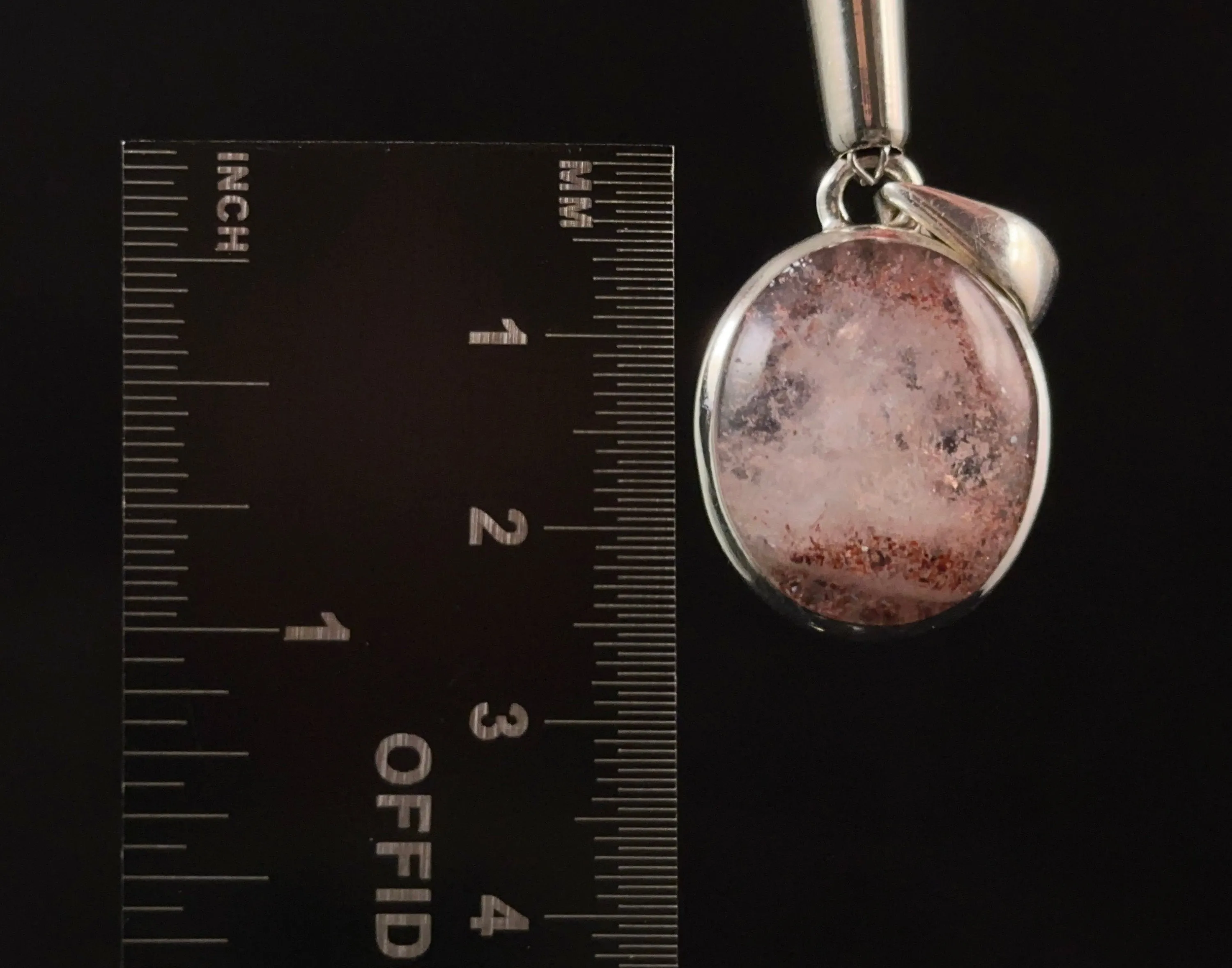 DISCO FIRE HEMATITE Phantom Quartz Crystal Pendant - Sterling Silver - Fine Jewelry, Healing Crystals and Stones, 53009