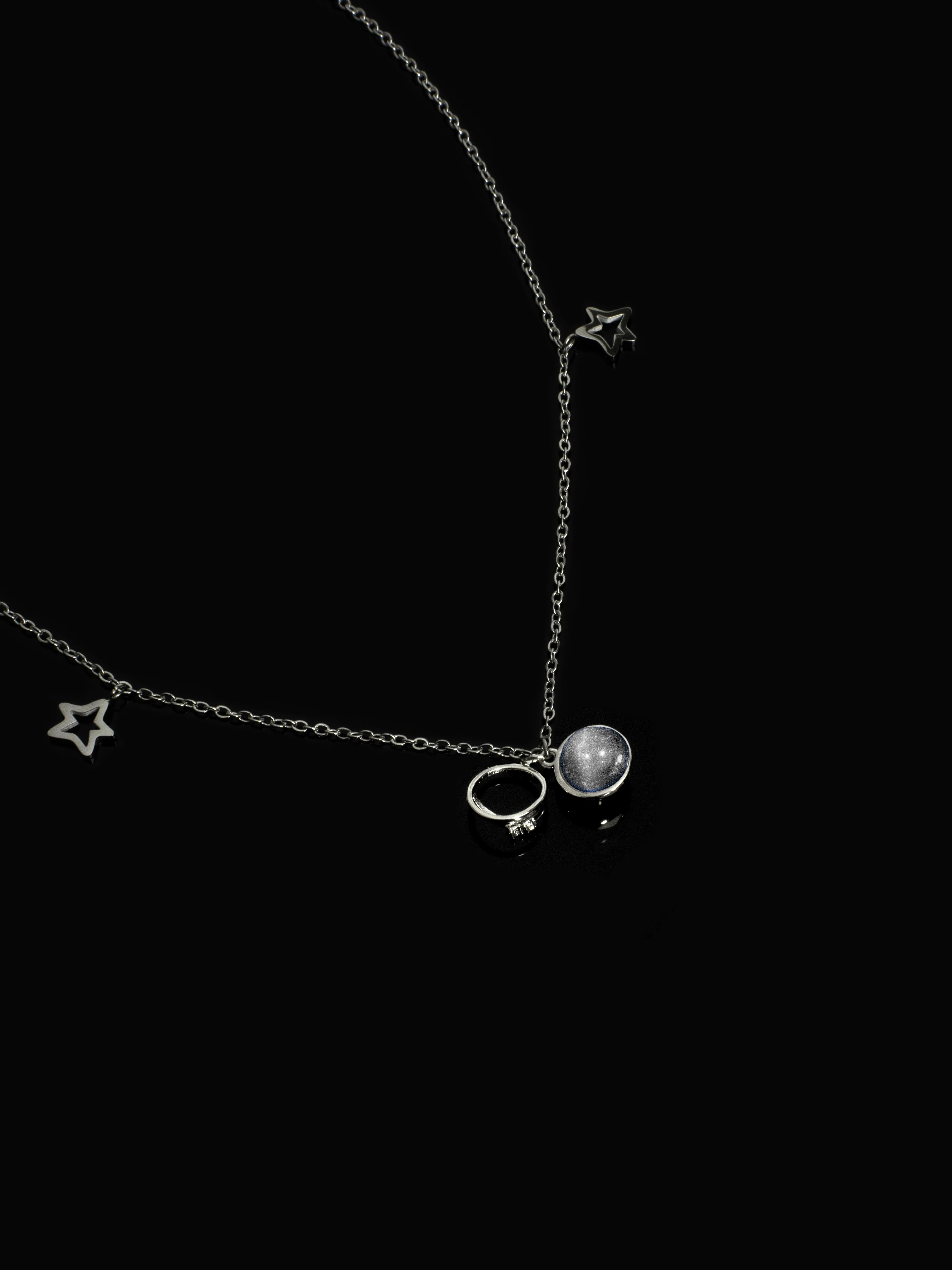 [EM] [B.Adore x JE Pong] Magic Stone Necklace Collection GREY RABBIT FUR RUTILATED QUARTZ 兔毛灰