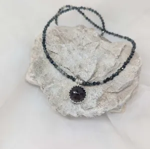 Emerald beads and smoky quartz necklace