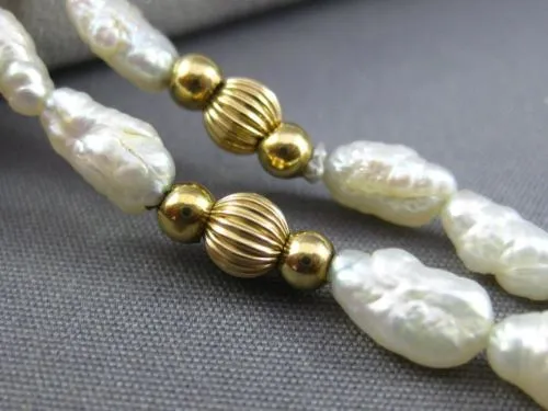 ESTATE LONG AAA PEARLS 14KT YELLOW GOLD BEADED BY THE YARD FUN NECKLACE #26127