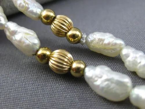 ESTATE LONG AAA PEARLS 14KT YELLOW GOLD BEADED BY THE YARD FUN NECKLACE #26127