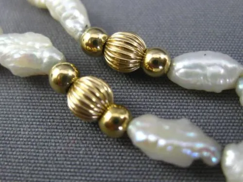 ESTATE LONG AAA PEARLS 14KT YELLOW GOLD BEADED BY THE YARD FUN NECKLACE #26127