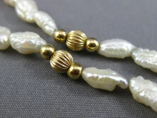 ESTATE LONG AAA PEARLS 14KT YELLOW GOLD BEADED BY THE YARD FUN NECKLACE #26127