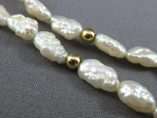 ESTATE LONG AAA PEARLS 14KT YELLOW GOLD BEADED BY THE YARD FUN NECKLACE #26127