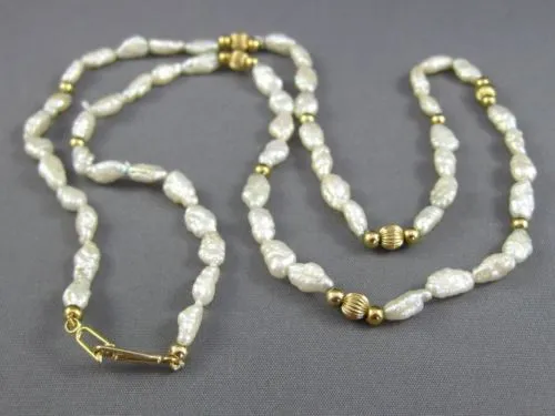 ESTATE LONG AAA PEARLS 14KT YELLOW GOLD BEADED BY THE YARD FUN NECKLACE #26127