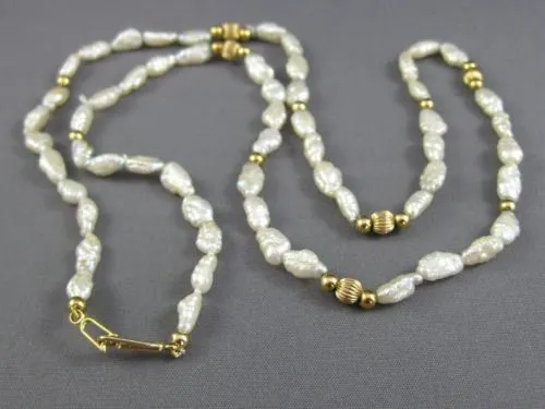 ESTATE LONG AAA PEARLS 14KT YELLOW GOLD BEADED BY THE YARD FUN NECKLACE #26127