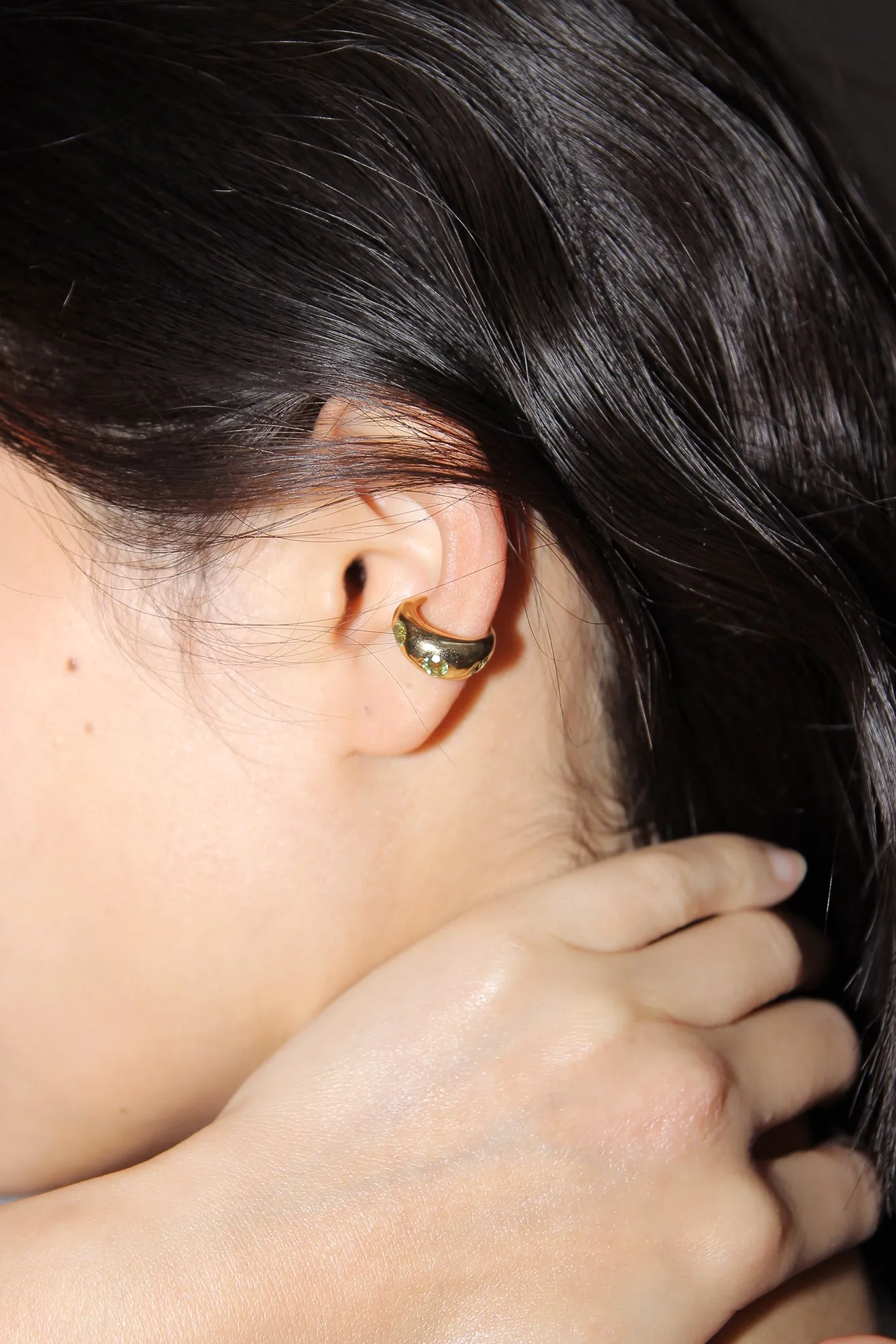 FARIS, Grosso Gem Ear Cuff, Gold / Peridot or Silver / Topaz