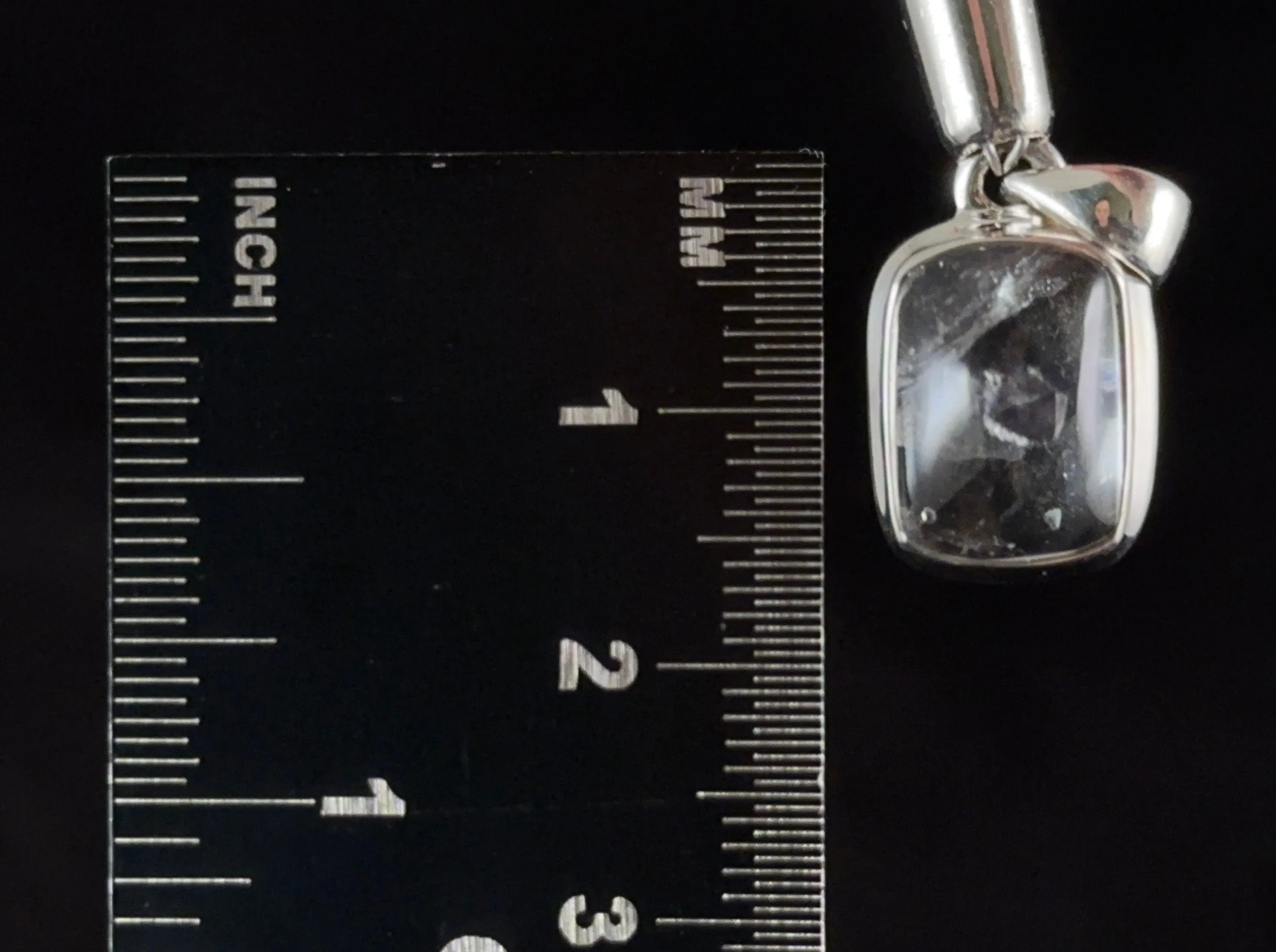 FLUORITE in QUARTZ Crystal Pendant - Sterling Silver, Cabochon - Fine Jewelry, Healing Crystals and Stones, Gift for Him, 54402