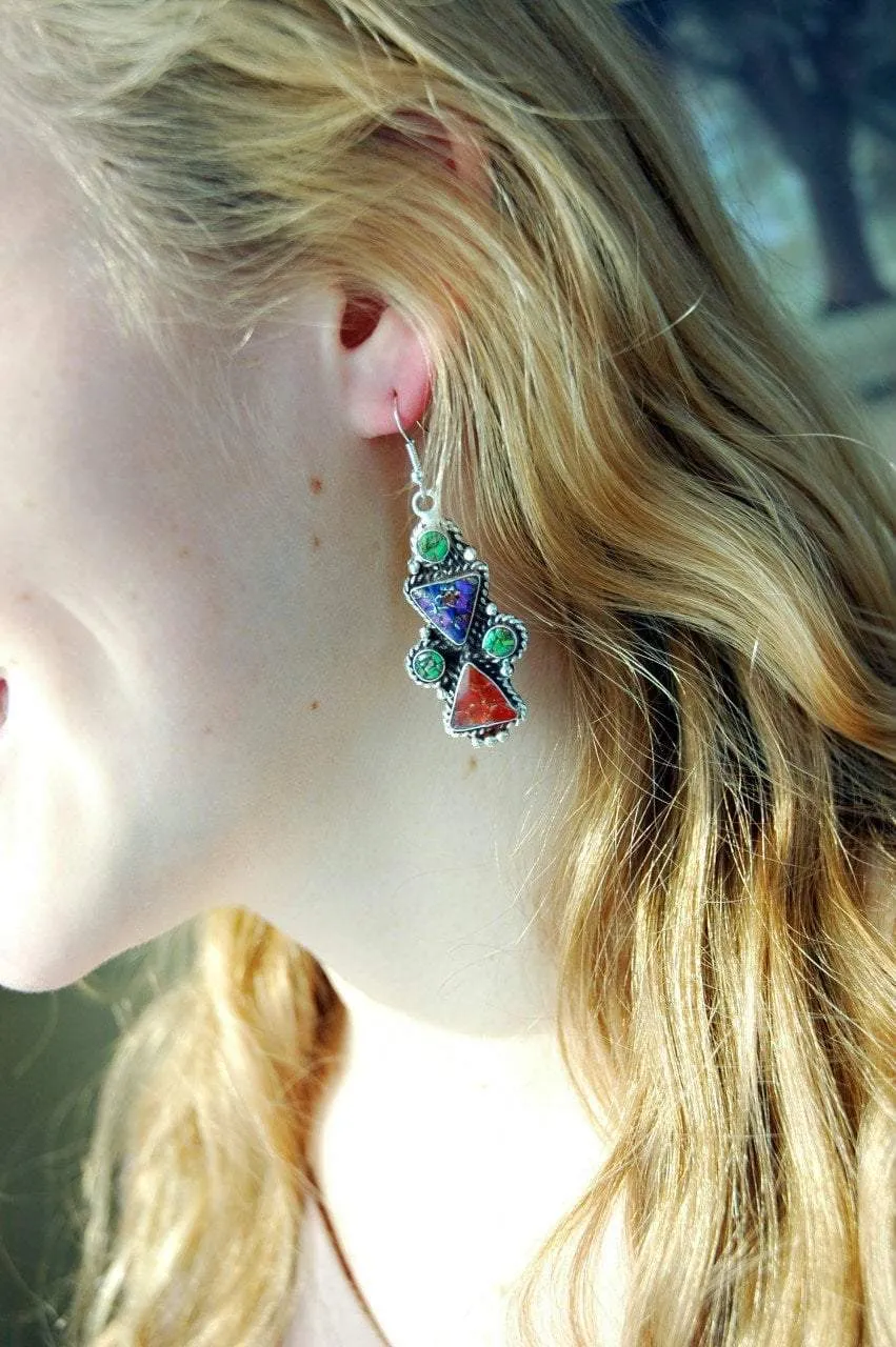 Fun Purple and Coral Earrings