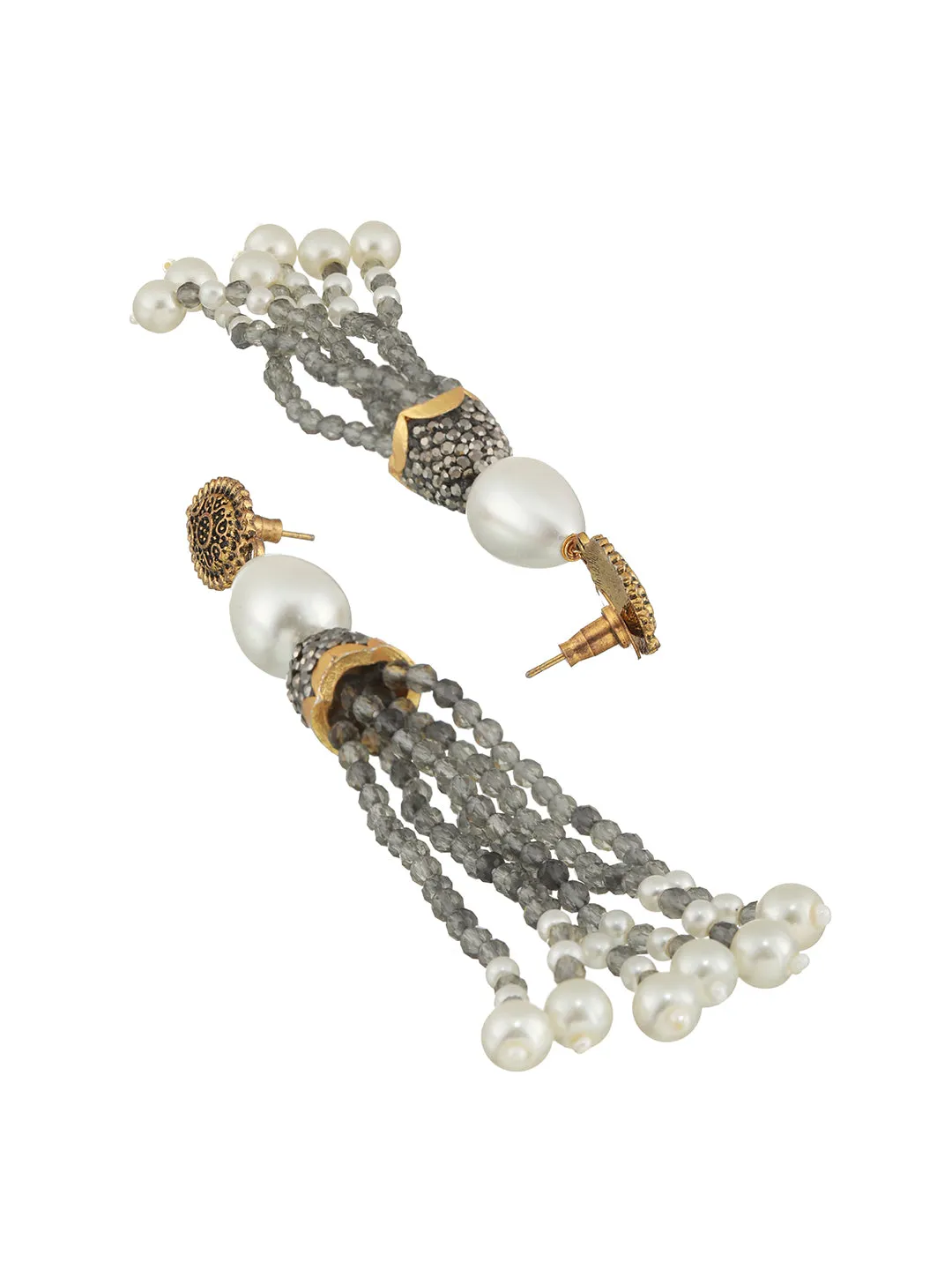 Gold-Plated Beaded Necklace And Earrings Set