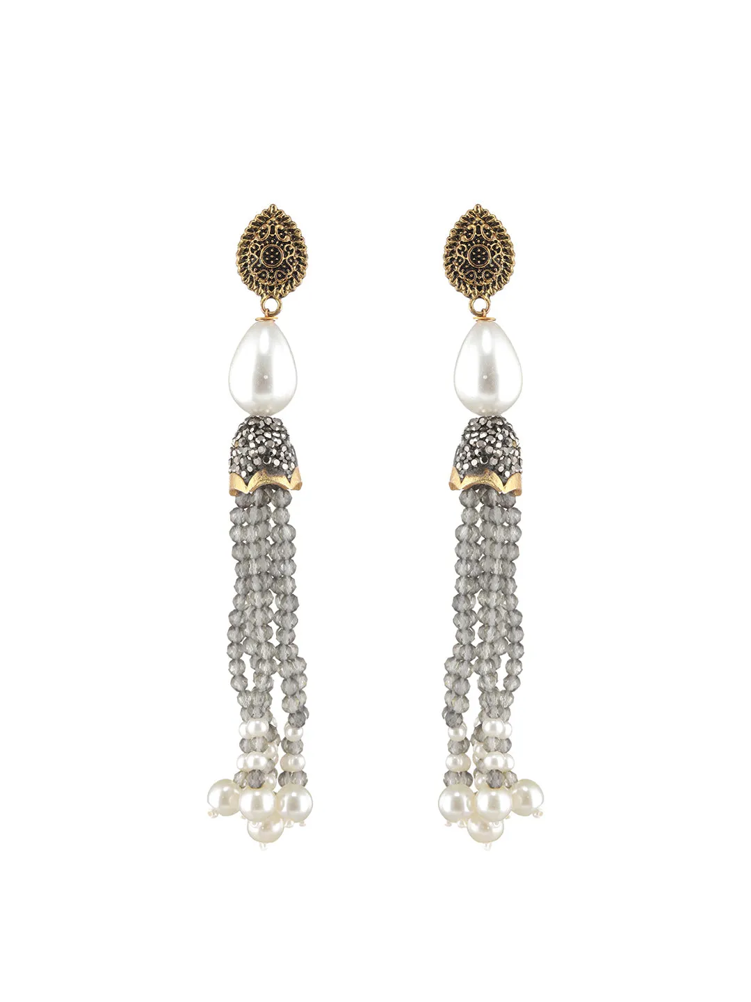 Gold-Plated Beaded Necklace And Earrings Set