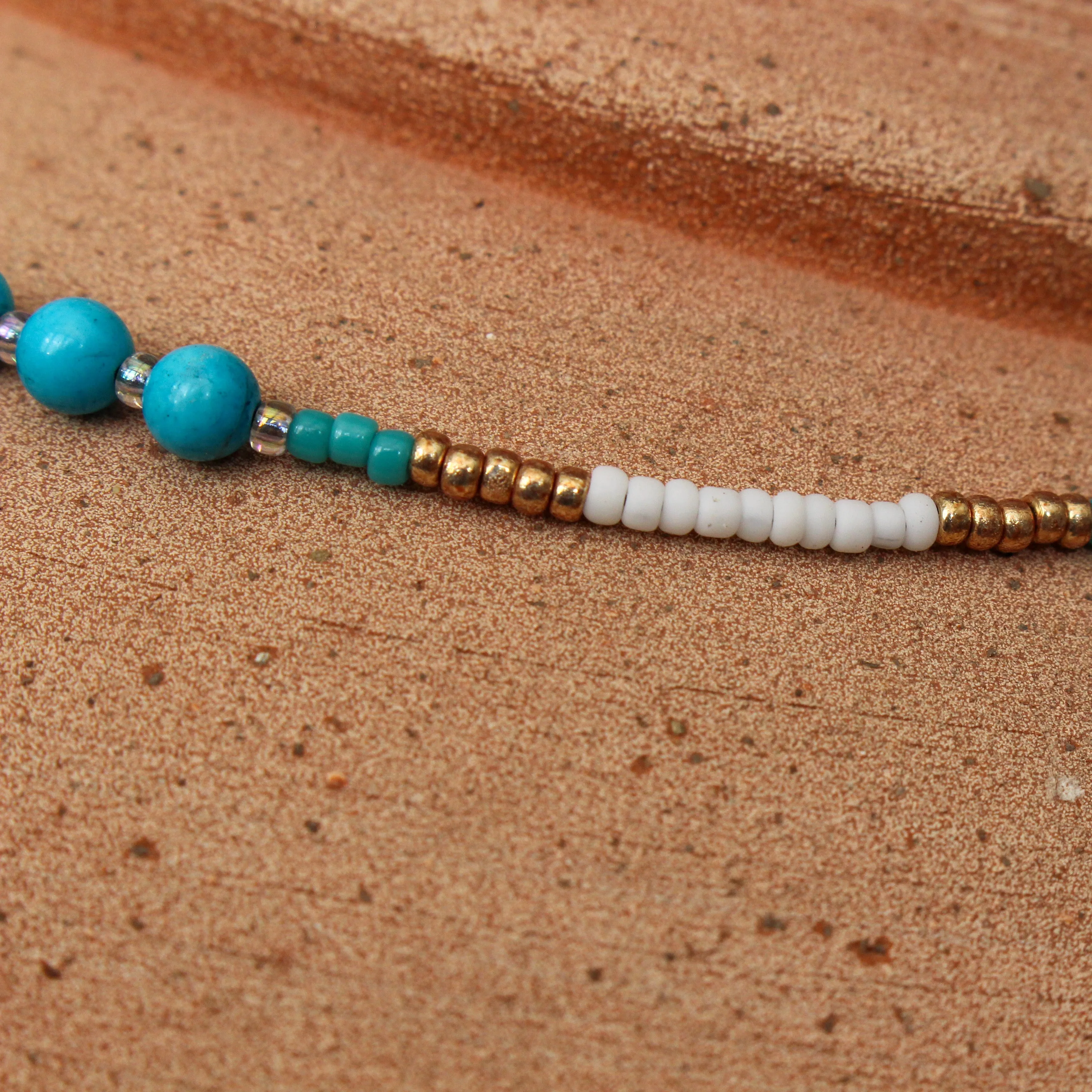 Golden Turquoise Beaded Necklace