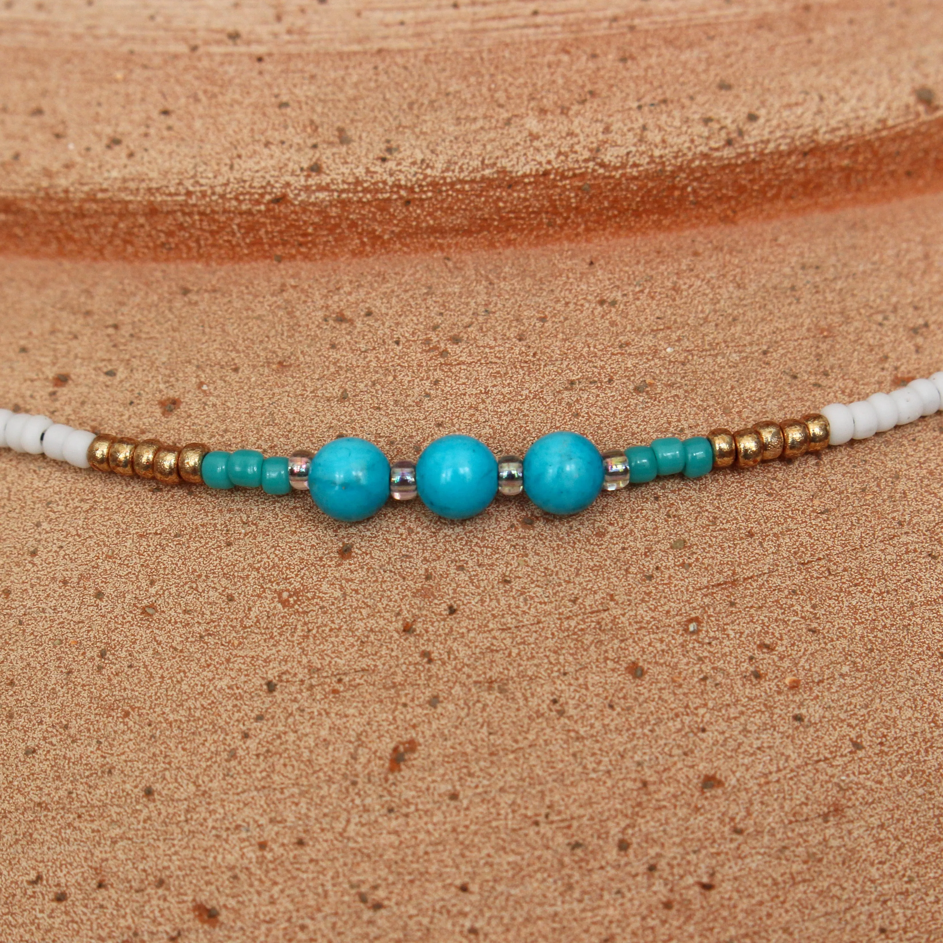 Golden Turquoise Beaded Necklace