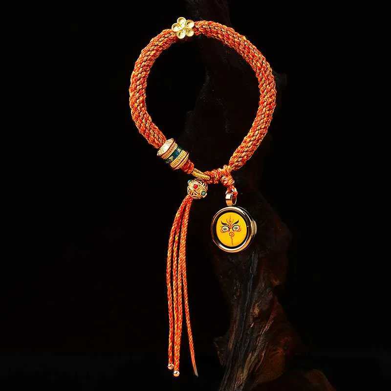 Hand-painted Thangka Dharma Eye, God of Wealth Eye, Tibetan Style Handwoven Bracelet
