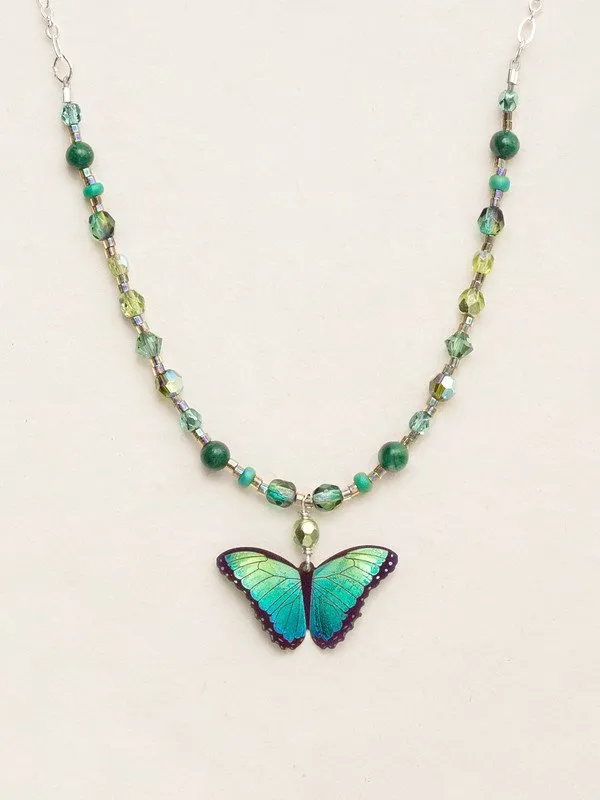 Holly Yashi Green Flash Bindi Butterfly Beaded Necklace