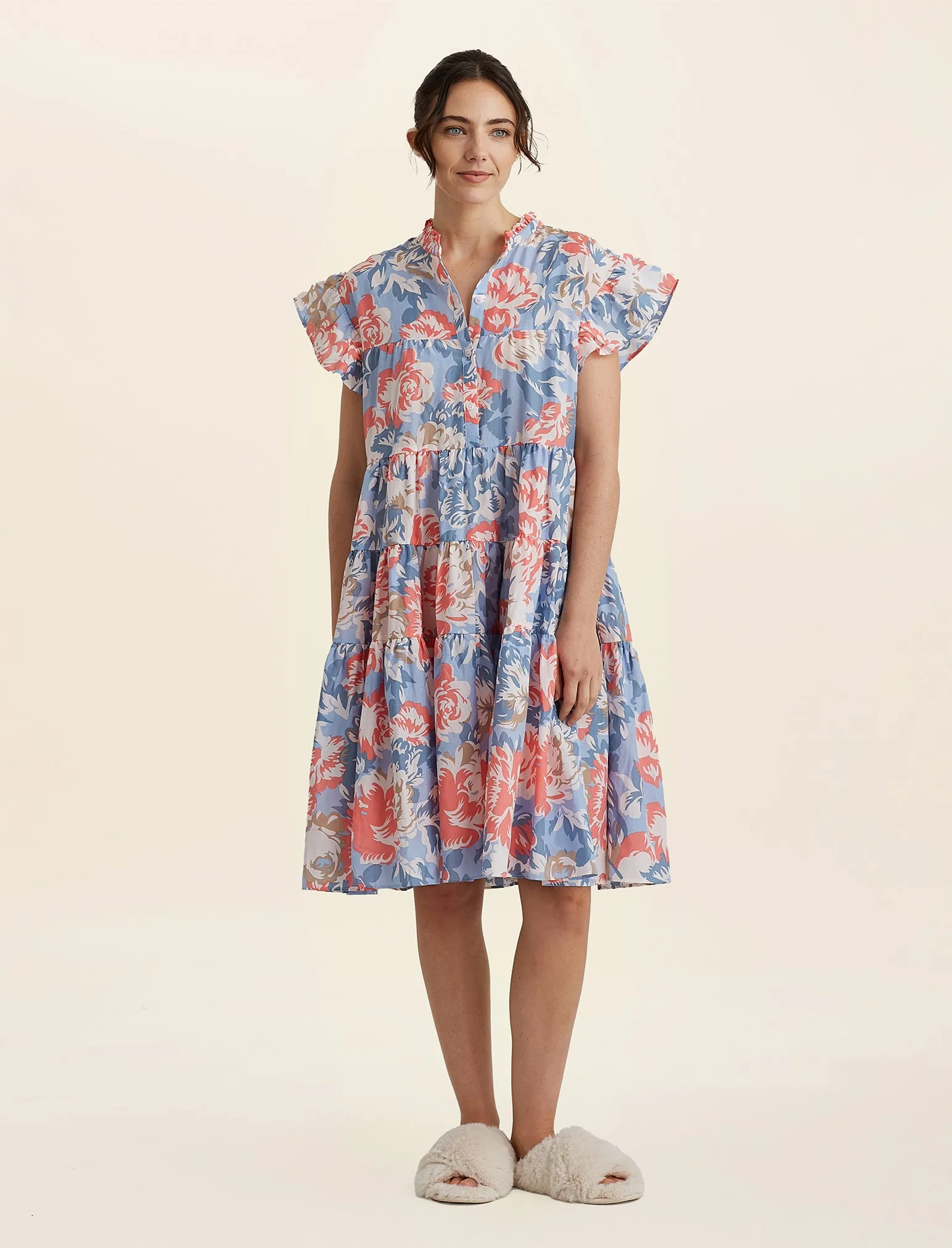 Karen Walker Ornamental Floral Flutter Panel Nightgown