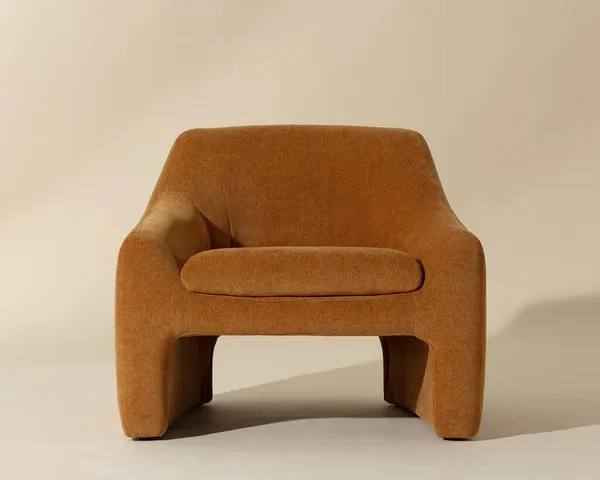 Mid-Century Style Tight Back Amber Gold Lounge Chair