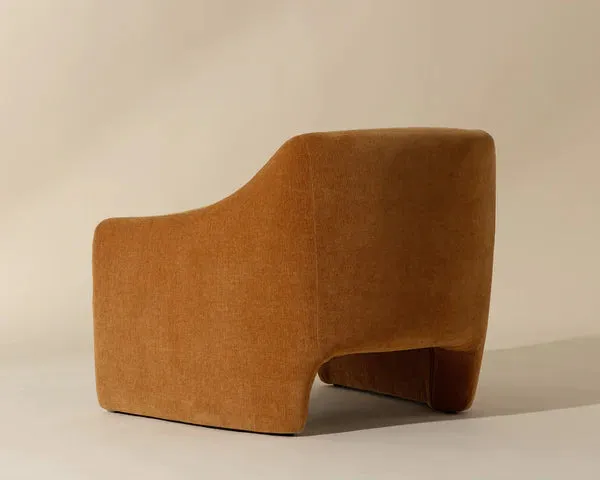 Mid-Century Style Tight Back Amber Gold Lounge Chair