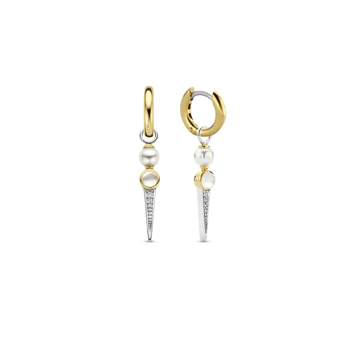Milano Mother Of Pearl Hoop Drop Earrings - Gold - 7933YP