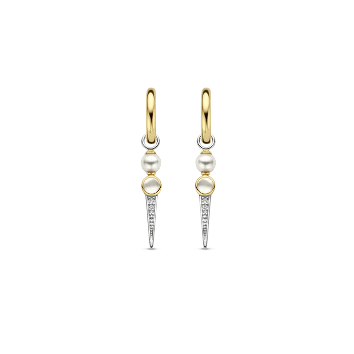 Milano Mother Of Pearl Hoop Drop Earrings - Gold - 7933YP