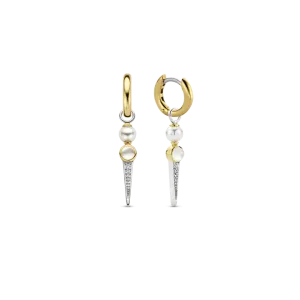 Milano Mother Of Pearl Hoop Drop Earrings - Gold - 7933YP