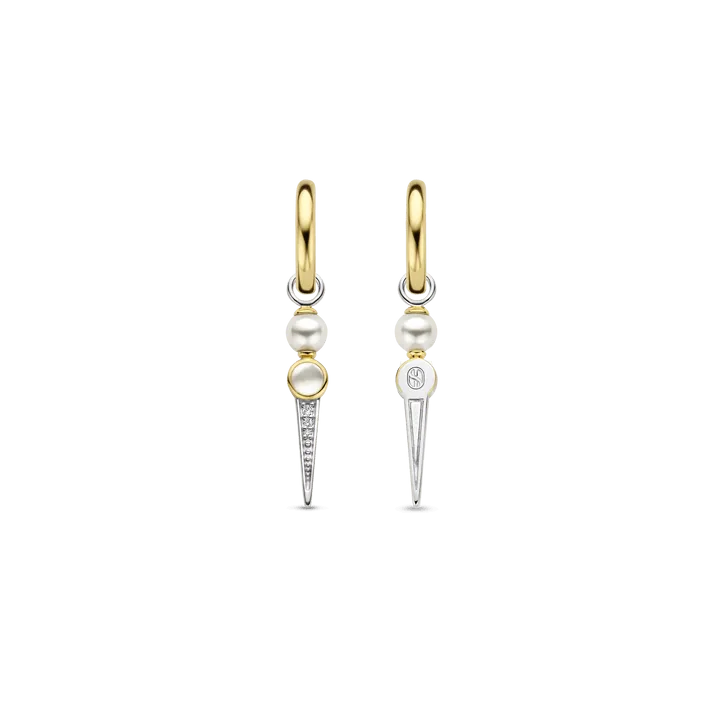 Milano Mother Of Pearl Hoop Drop Earrings - Gold - 7933YP