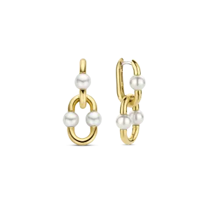 Milano Pearl Link Drop Earrings - Gold - 7916YP