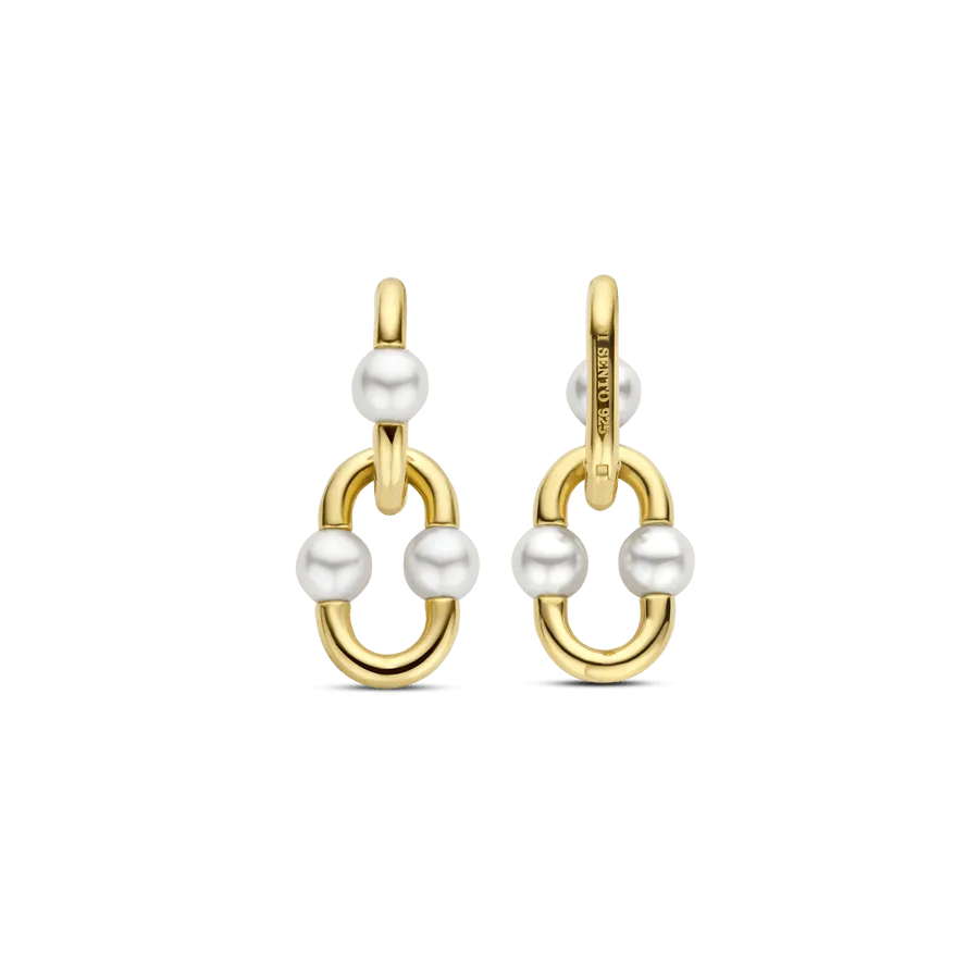 Milano Pearl Link Drop Earrings - Gold - 7916YP