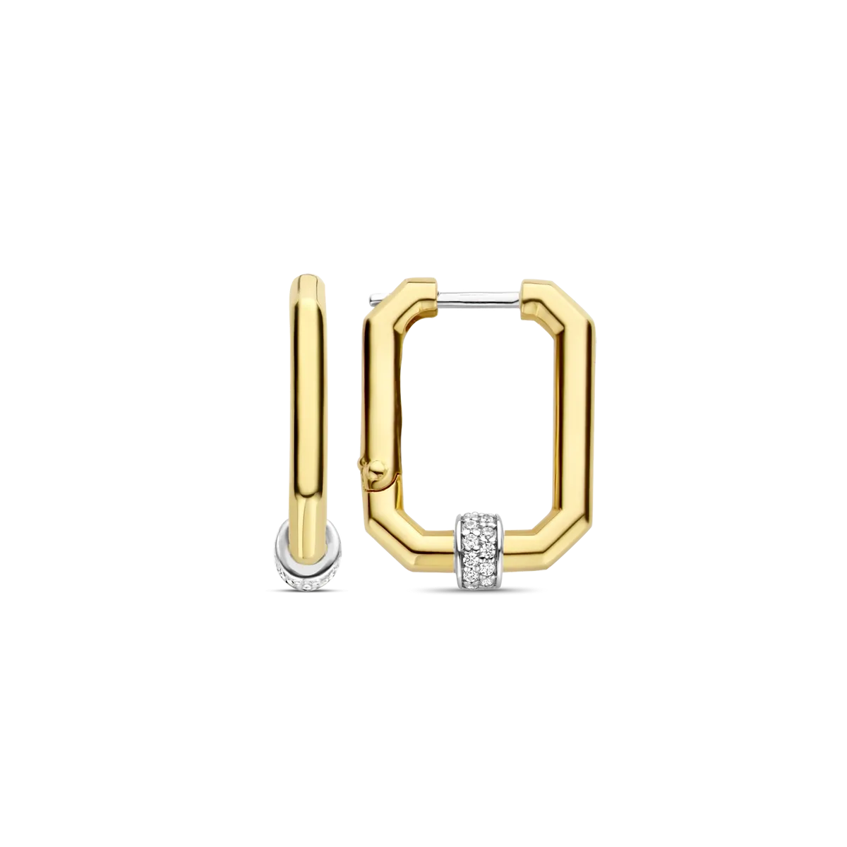 Milano Rectangular Hoop Earrings - Gold - 7919ZY