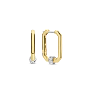 Milano Rectangular Hoop Earrings - Gold - 7919ZY