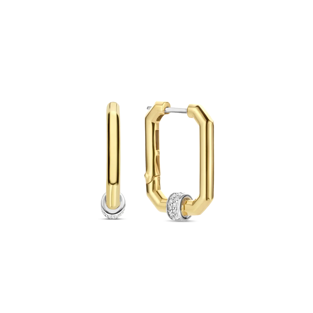 Milano Rectangular Hoop Earrings - Gold - 7919ZY