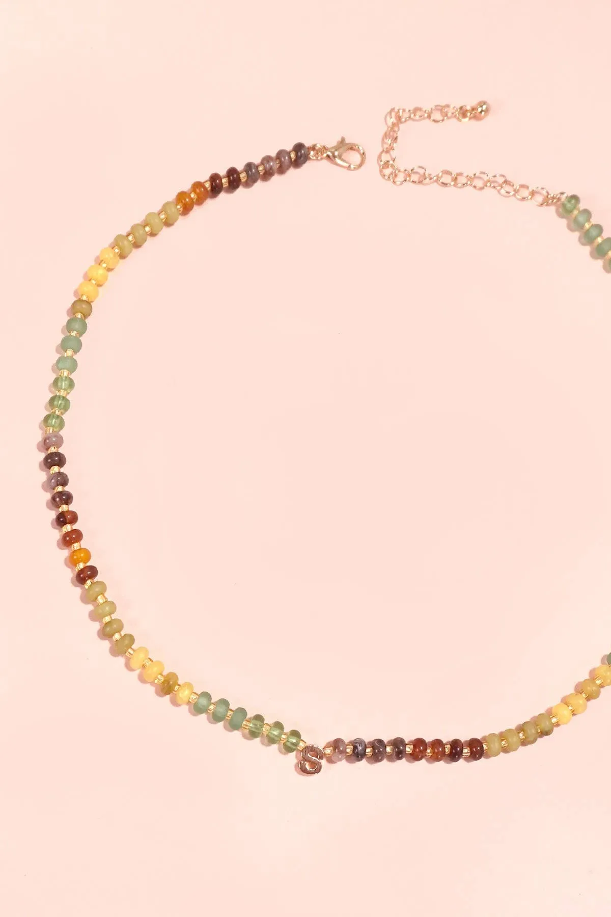 Mini Initial Multi Color Beaded Necklace