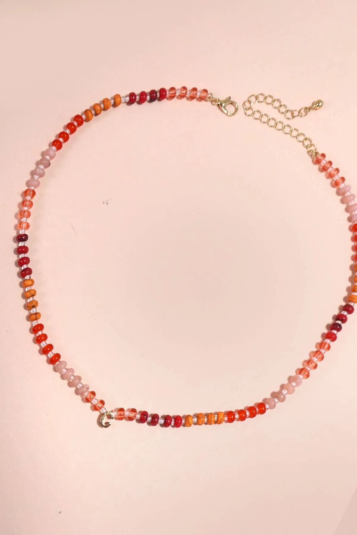 Mini Initial Multi Color Beaded Necklace