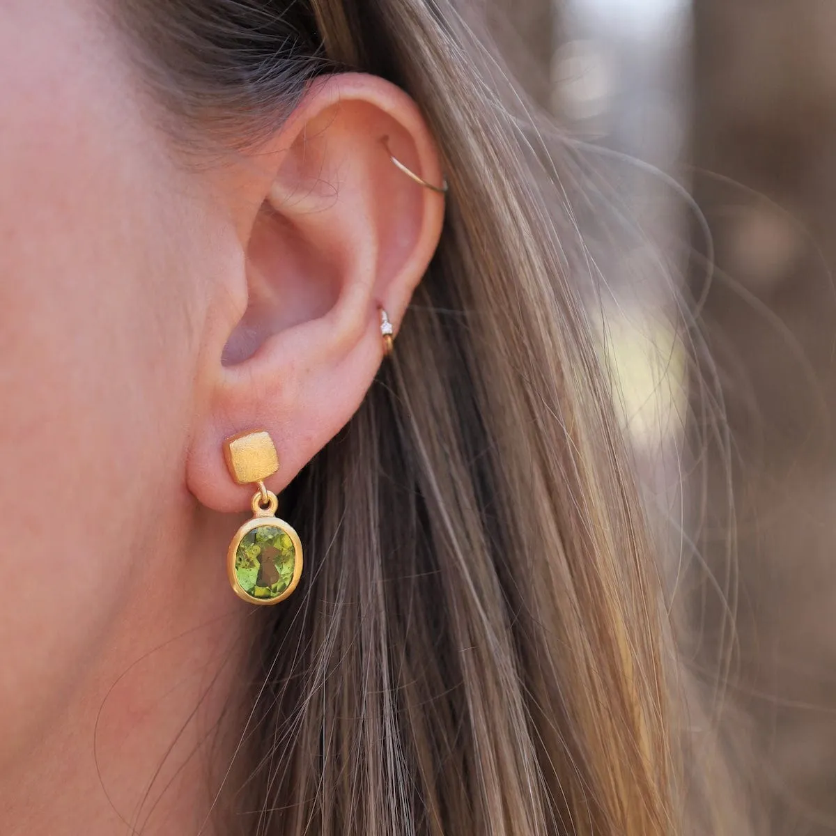 Oval Peridot Post Earrings