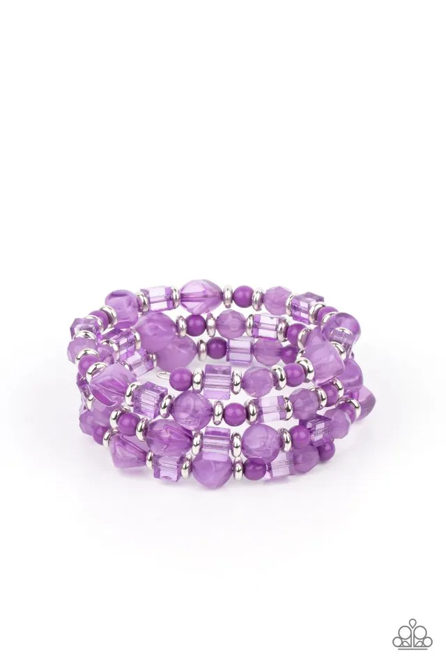 Paparazzi Bracelet ~ Girly Girl Glimmer - Purple