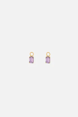 Rectangular Amethyst Hoop Charms