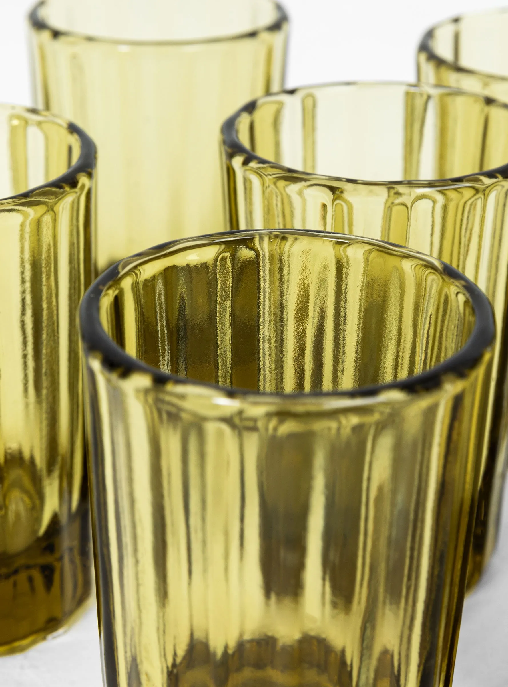 Reed Drinking Glass Set Amber
