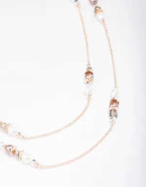 Rose Gold Beaded Layered Necklace