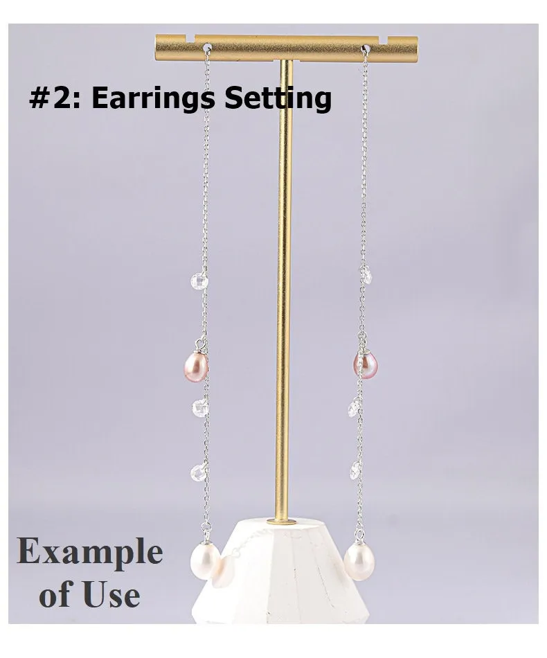 Setting Blanks Jewelry Set 925 Sterling Silver Halo Bracelet Anklet Earrings Pendant Necklace 7mm 1/4" CZ Mount Pearl Peg Cup Bead Bulk