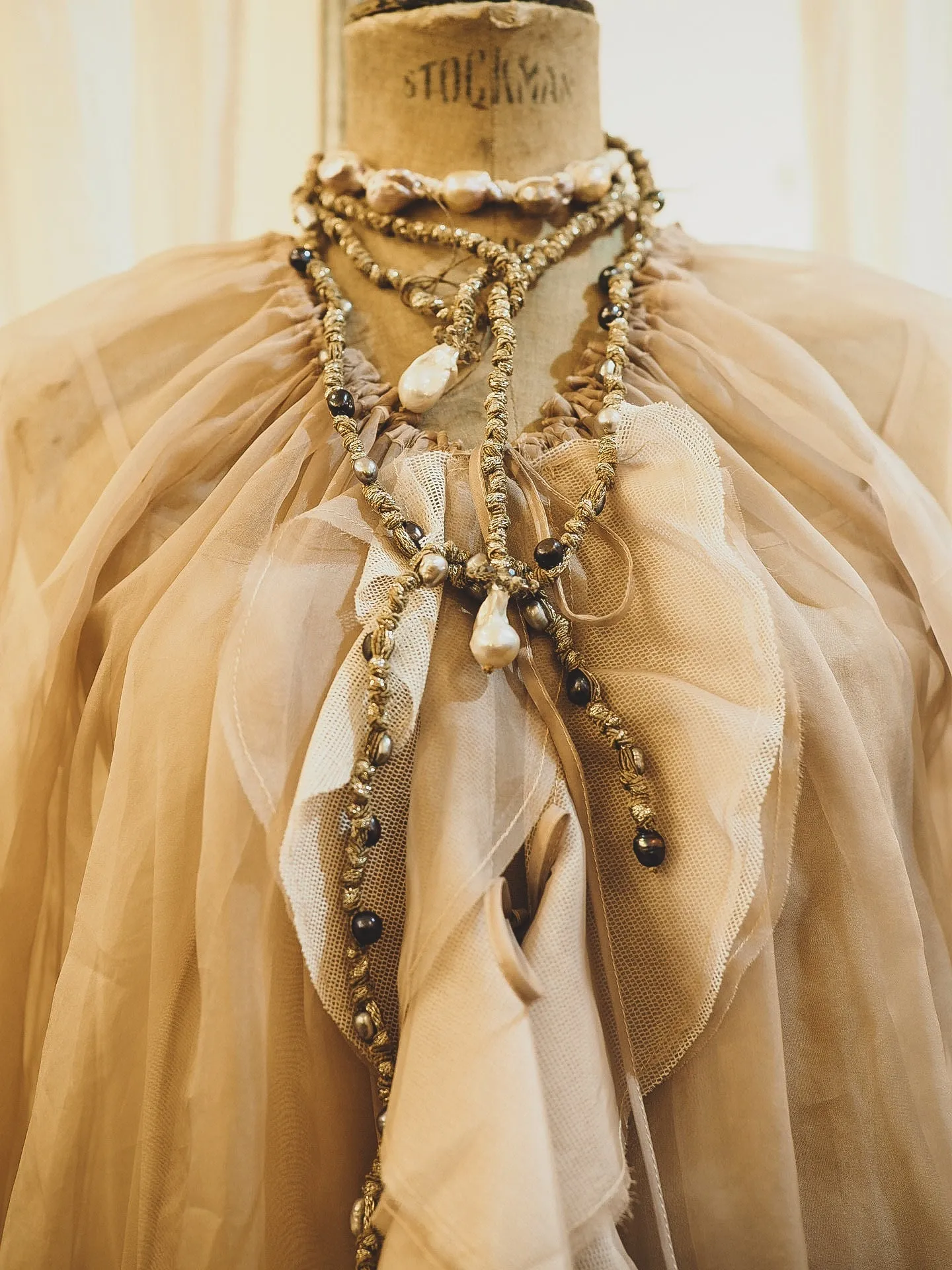 Silk Drop Pearl Lariat Necklace With Quartz
