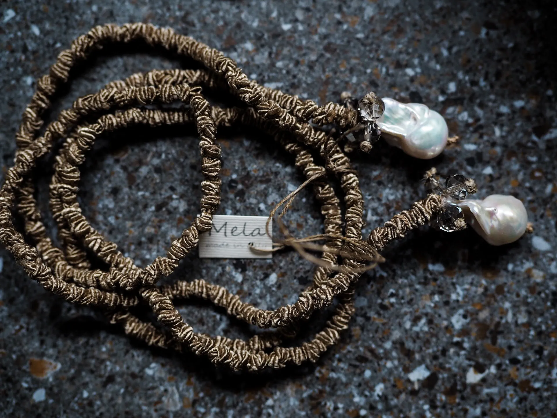 Silk Drop Pearl Lariat Necklace With Quartz