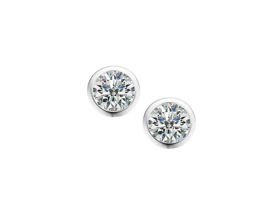 Silver Rub-over Set Coloured Gemstone Studs