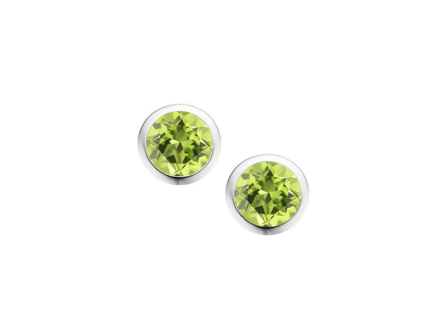 Silver Rub-over Set Coloured Gemstone Studs