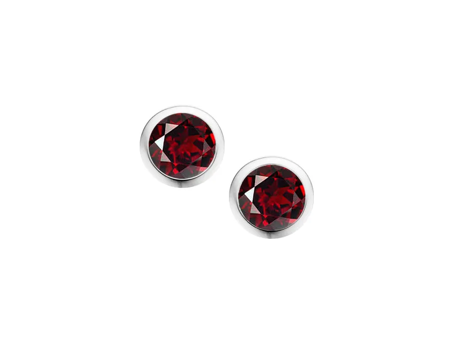Silver Rub-over Set Coloured Gemstone Studs