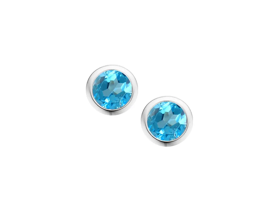 Silver Rub-over Set Coloured Gemstone Studs
