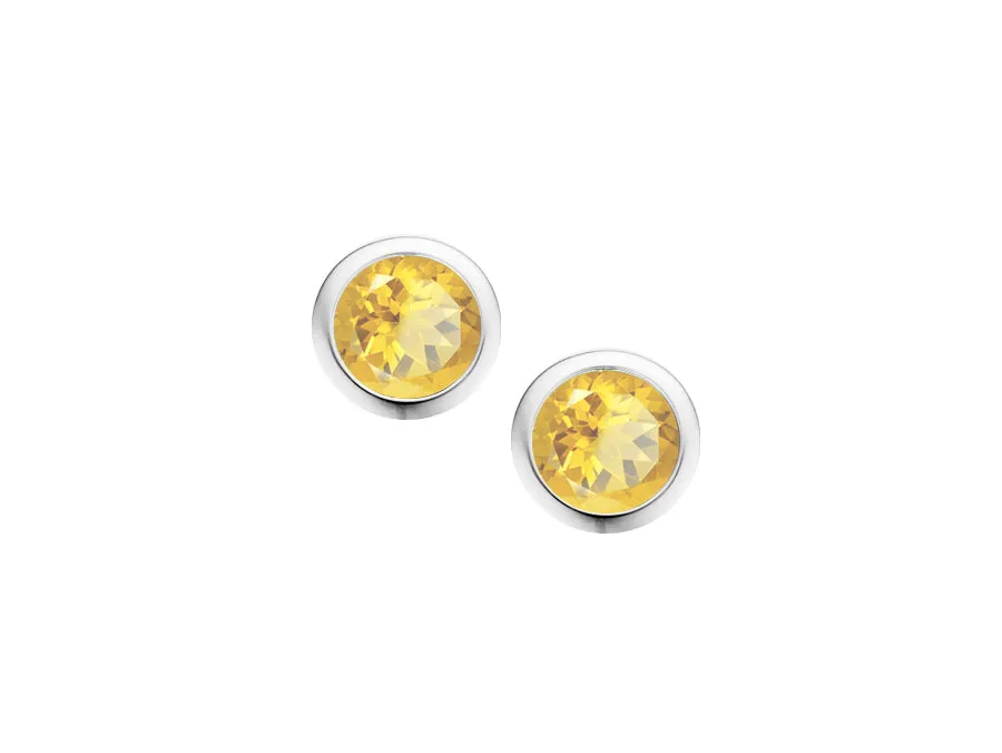 Silver Rub-over Set Coloured Gemstone Studs