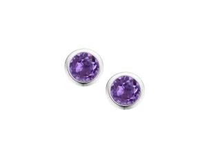 Silver Rub-over Set Coloured Gemstone Studs