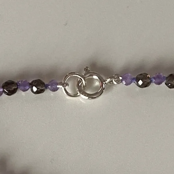 Smokey Quartz & Amethyst Sterling Silver Bracelet