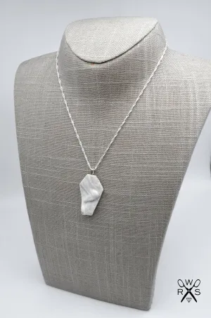 Snowflake Stone Coffin Necklace 925  Sterling Silver