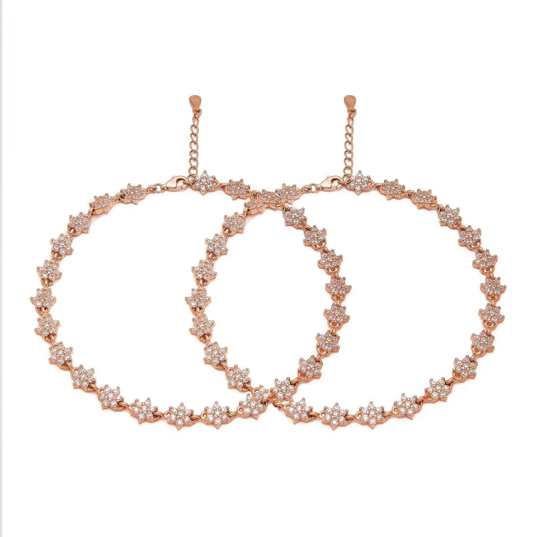 Starry Elegance Rose Gold-Plated 925 Sterling Silver Anklet